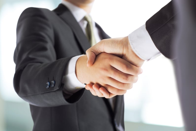 Businessmen shaking hands on a deal