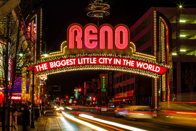 The famous (newer) "Biggest Little City in the World"?? sign in Reno Nevada. This sign is across Virginia Street right in the heart of the downtown area.
