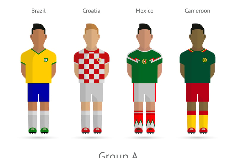 World Cup Group A - Brazil, Croatia, Mexico, Cameroon. Vector illustration