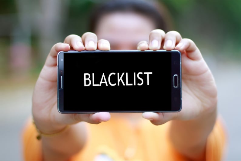Smart Phone with word BLACKLIST