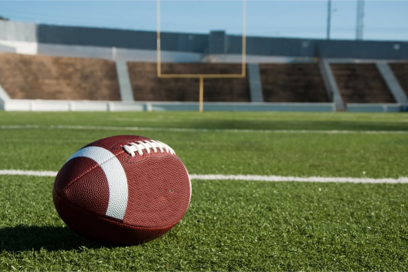 American football on pitch