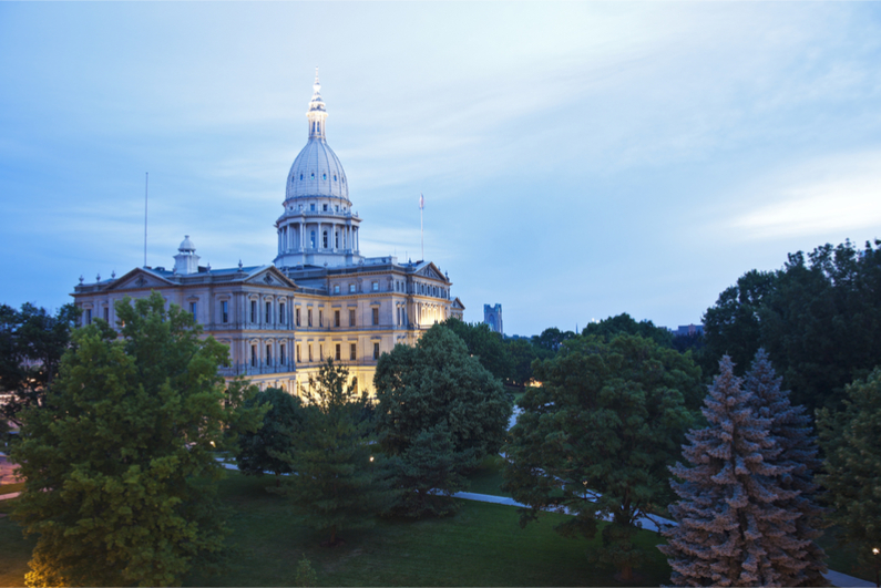 Lansing, Michigan - elevated view of State Capitol Building