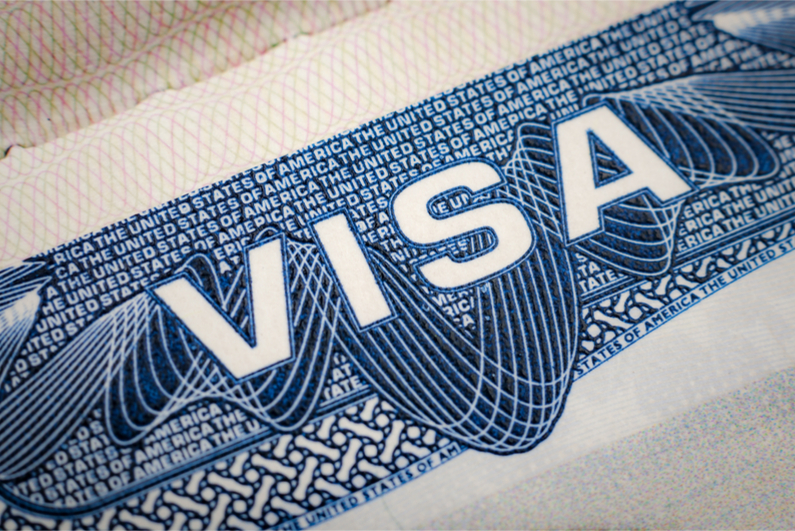 Close up of visa stamp