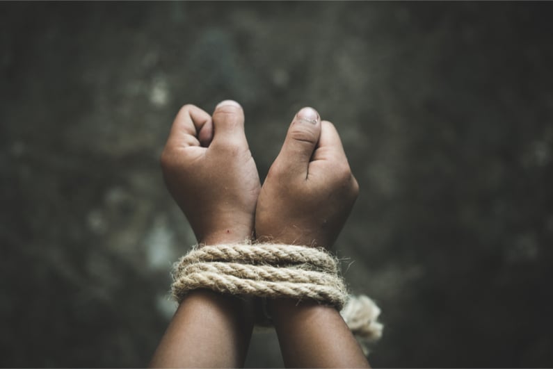 Tied hands in kidnapping