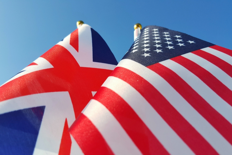 UK and US flags together