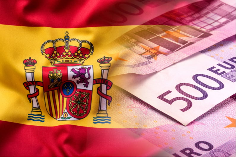 Euros with flag of Spain