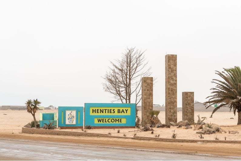 Henties Bay welcome sign