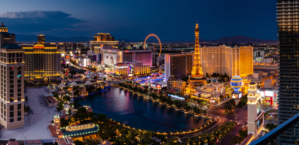 panoramic night shot of the Las Vegas Strip