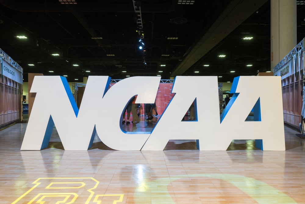 large-scale freestanding NCAA logo