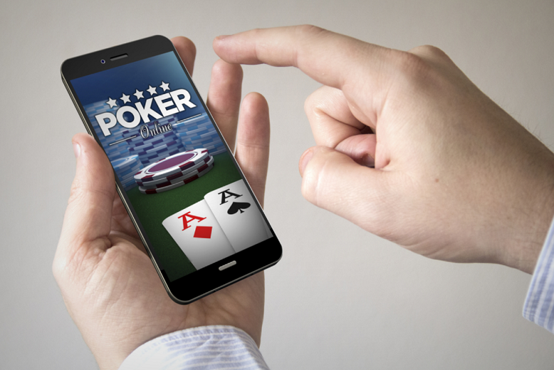 person using generic mobile poker app