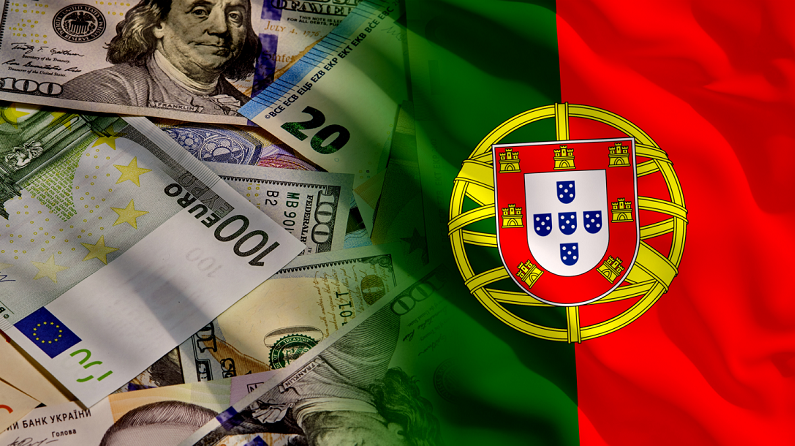 waving Portugal and money flag