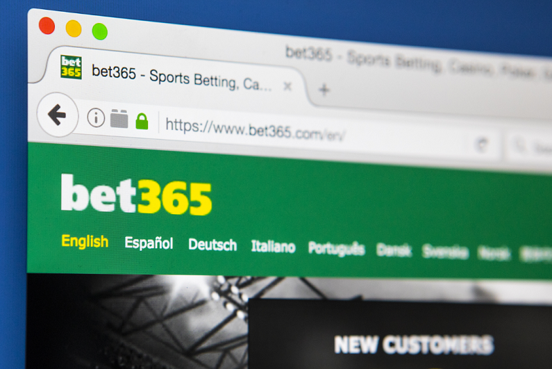 official homepage of the Bet365 sports betting website