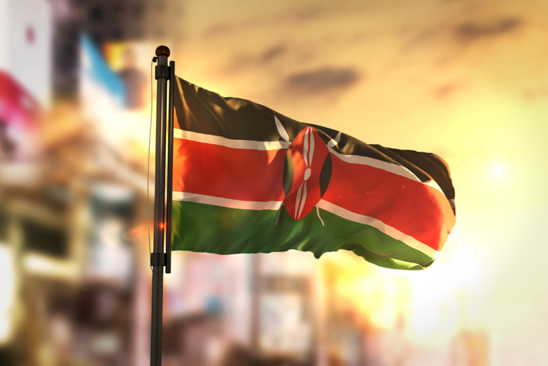 Kenya flag at sunrise