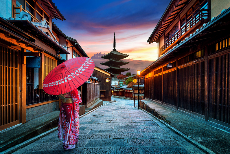 Yasaka Pagoda and Sannen Zaka Street in Kyoto, Japan