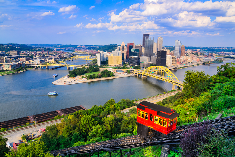 aerial view of Pittsburgh, Pennsylvania