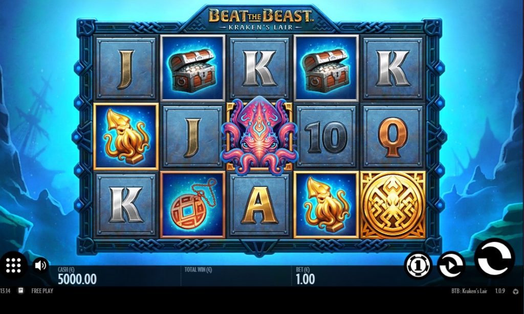 Thunderkick Kraken's Lair slot reels