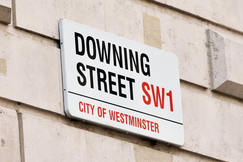 Street sign of Downing Street, UK