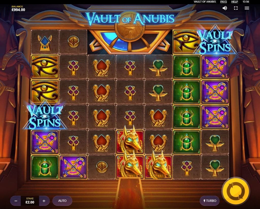 reels of the Vault of Anubis slot by Red Tiger Gaming