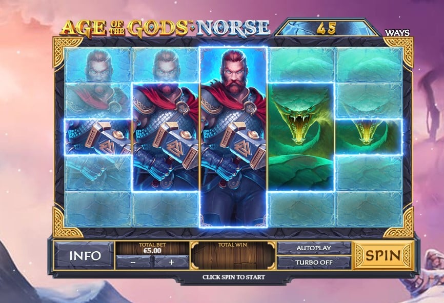 Age of the Gods Norse Ways of Thunder slot reels by Playtech