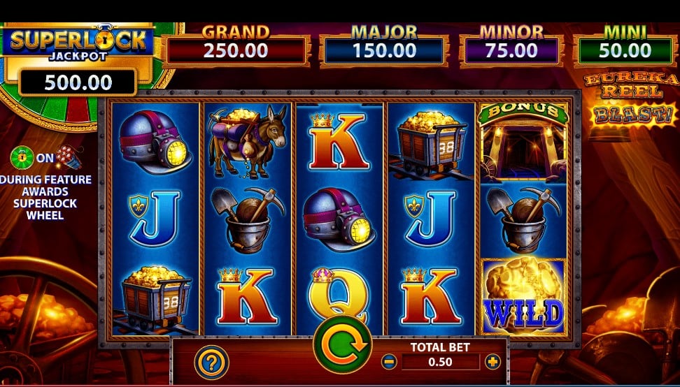 Eureka Reel Blast SuperLock Jackpot slot reels by SHFL