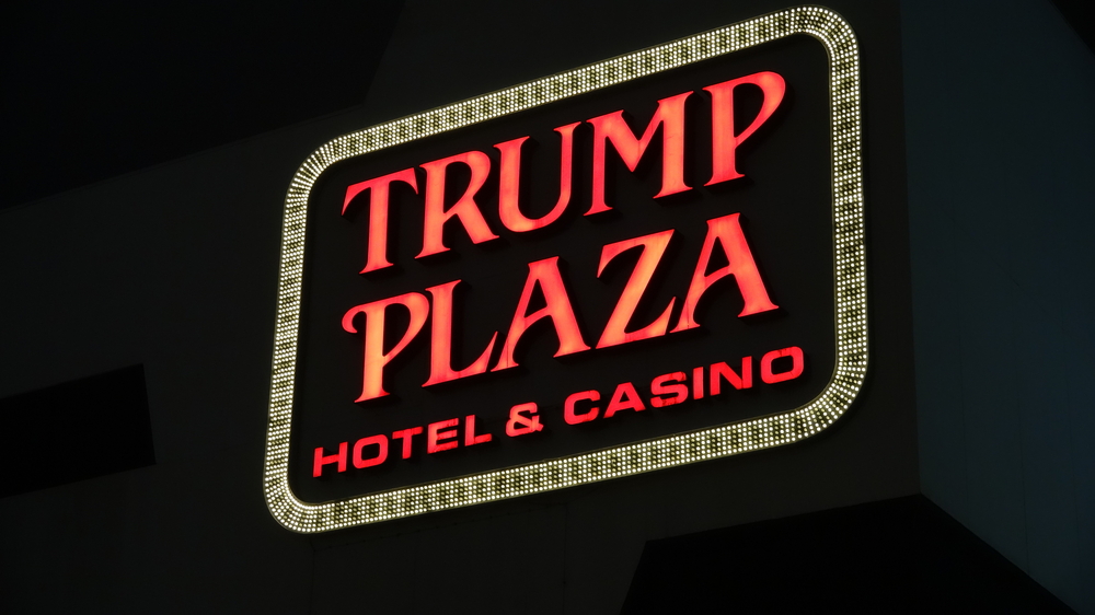 illuminated sign of the Trump Plaza Hotel & Casino