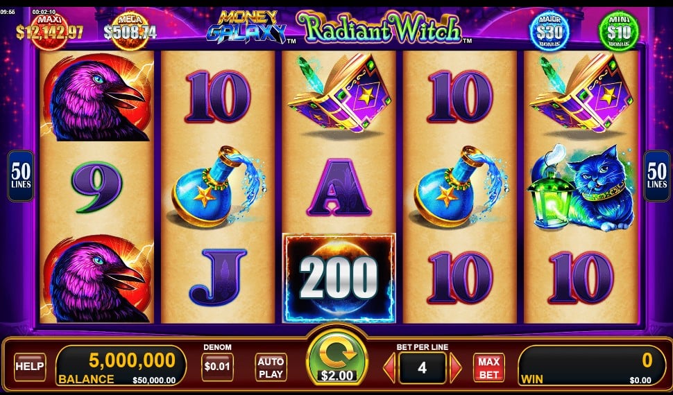 Money Galaxy: Radiant Witch slot reels by Konami