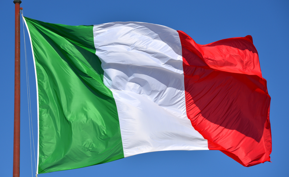 Italian flag fluttering in the wind