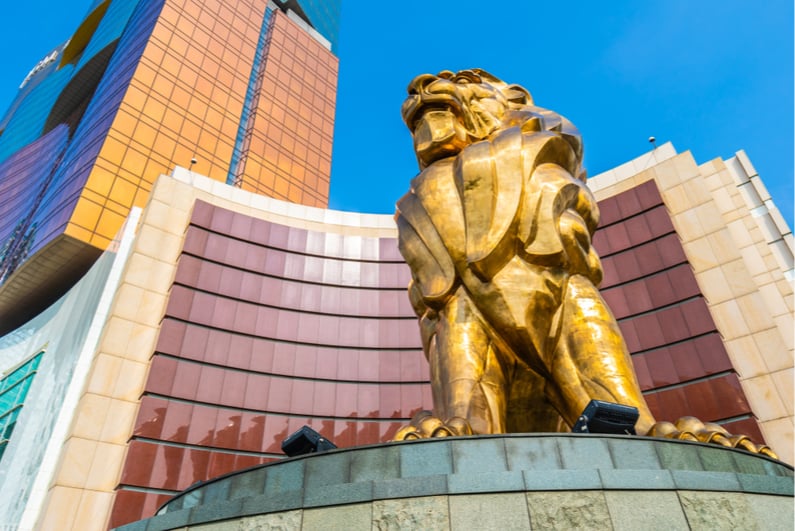 Lion statue in front of MGM Macau