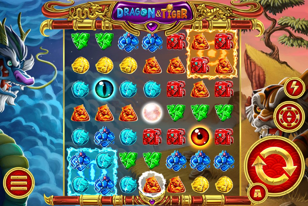 Dragon & Tiger slot reels by Ganapati