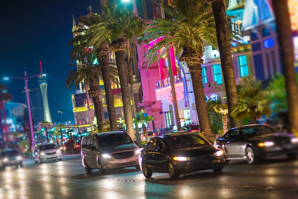 night traffic on the Las Vegas Strip