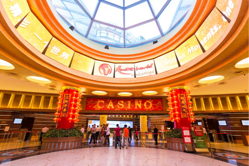 Interior of Resorts World Sentosa casino in Singapore