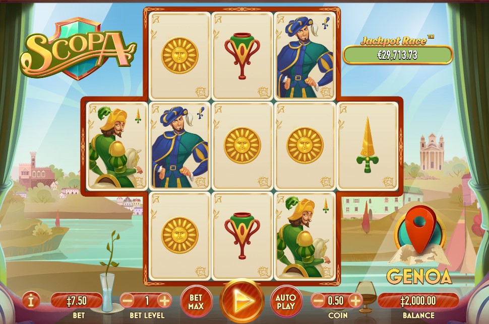 Scopa online slot reels by Habanero