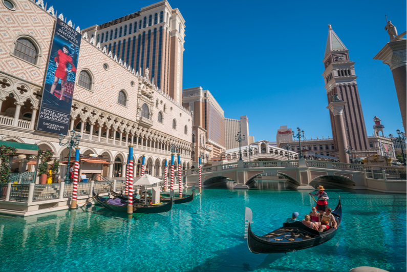 Gondola rides in the canals of the Venetian in Las Vegas