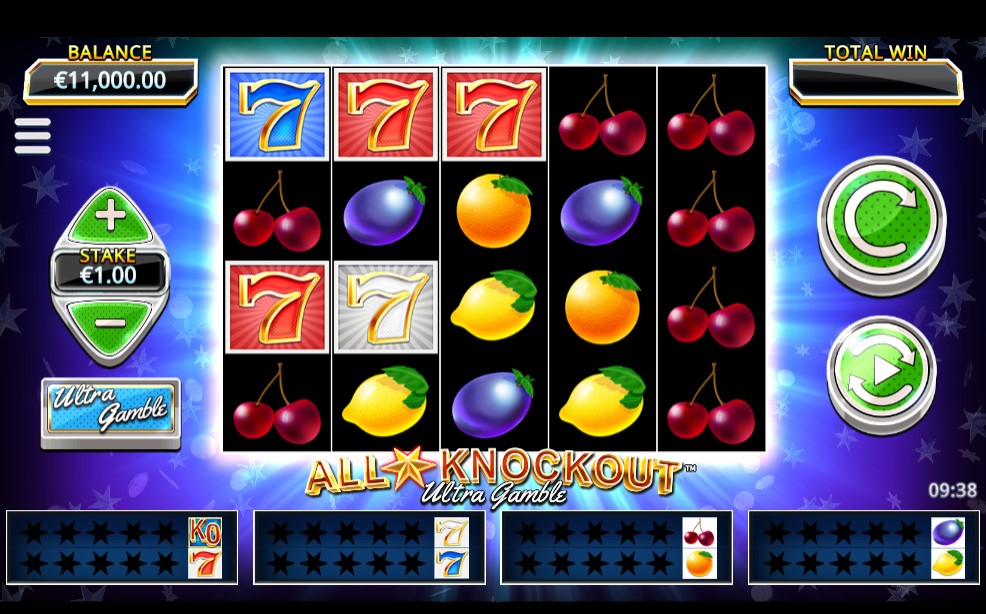 All Star Knockout Ultra Gamble slot reels by Northern Lights Gaming