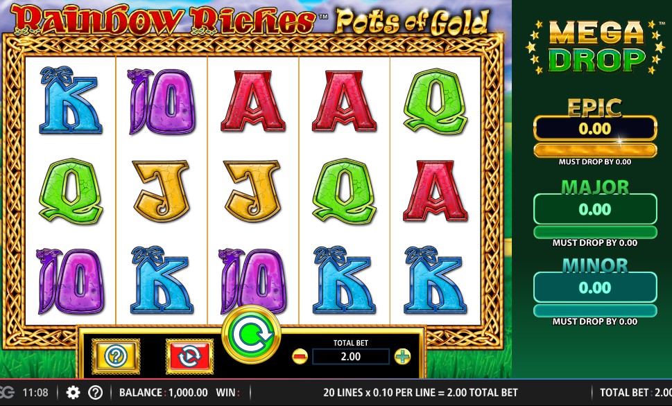 Rainbow Riches: Pots of Gold slot reels by Barcrest