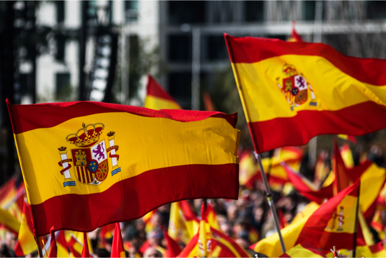 Spanish flags waving