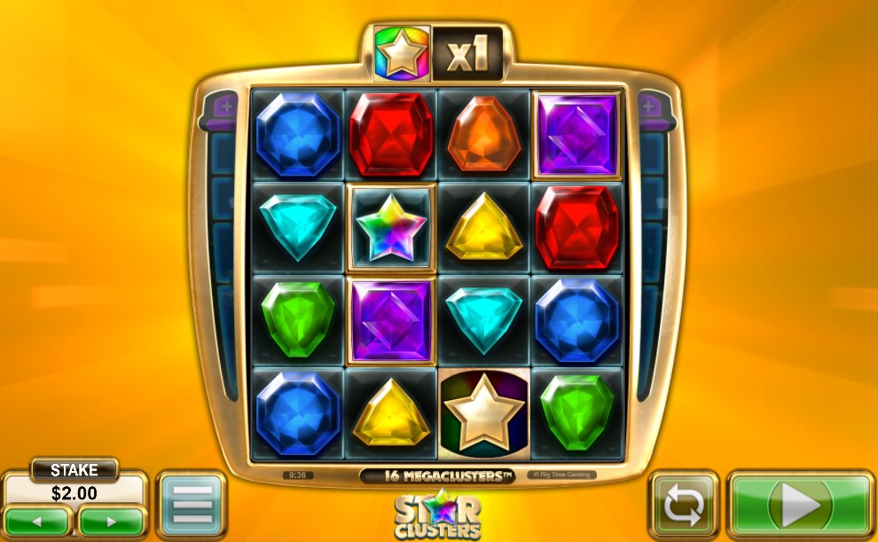 Star Clusters Megaclusters slot reels by Big Time Gaming