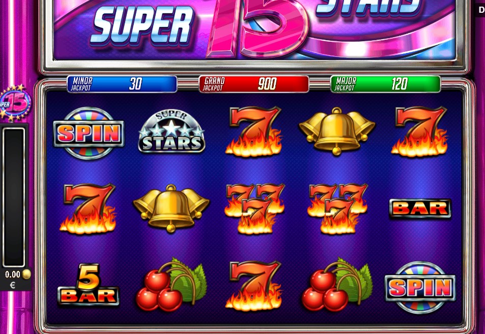 Super 15 Stars slot reels by Red Rake Gaming