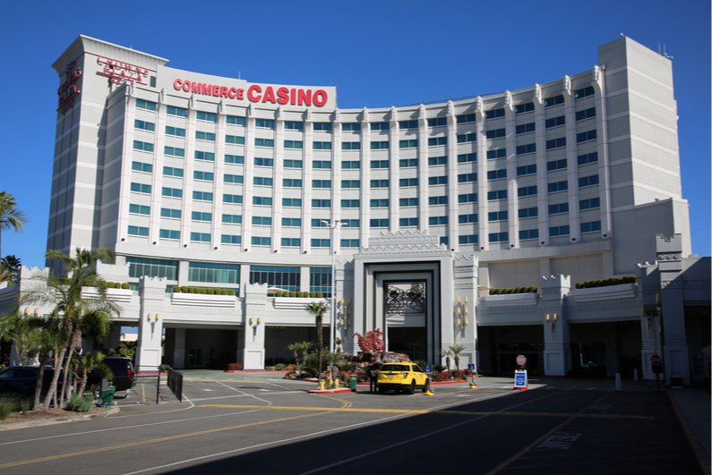 Front entrance of Commerce Casino