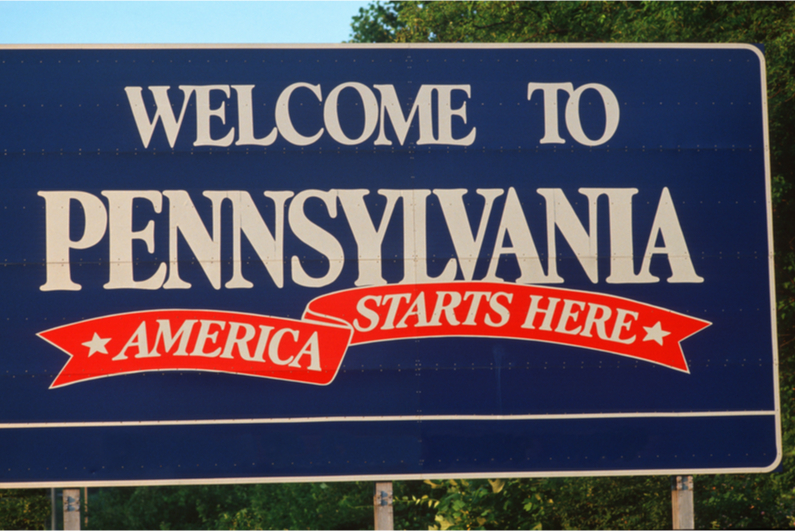 Welcome to Pennsylvania sign