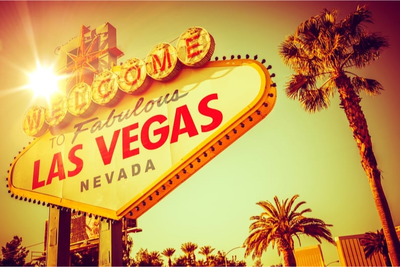 Welcome to Las Vegas sign in vintage golden color