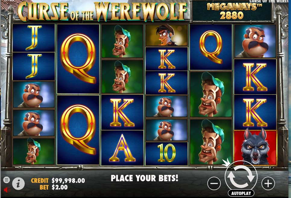 Curse of the Werewolf Megaways slot reels by Pragmatic Play