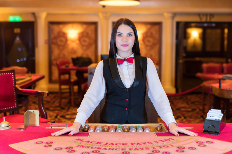female blackjack dealer