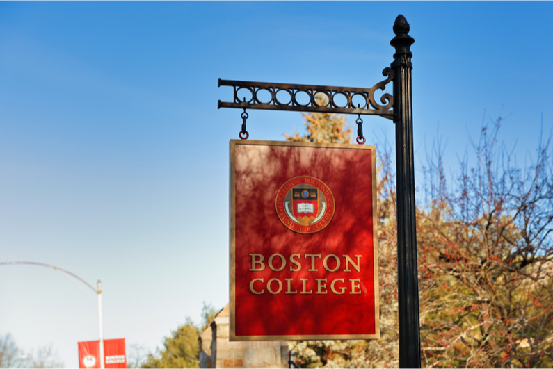 Boston College entrance sign