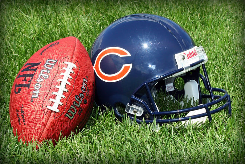 Chicago Bears helmet with football