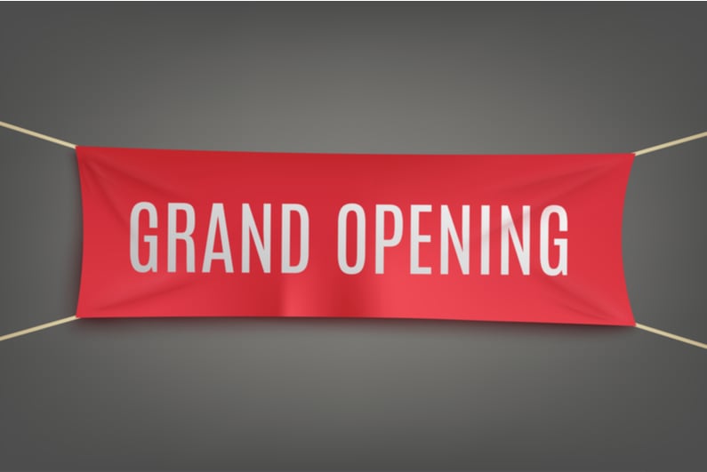 Red grand opening banner