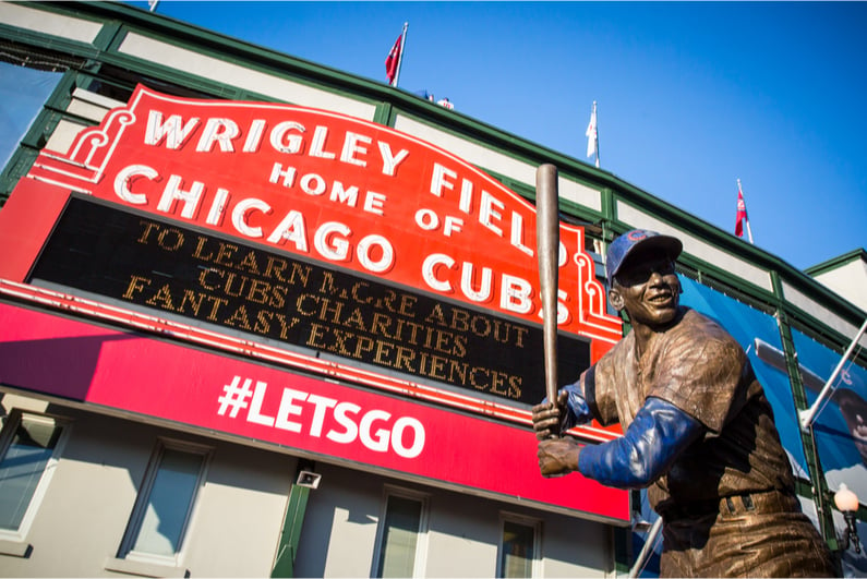 Statue of Ernie Banks outside Wrigley Field