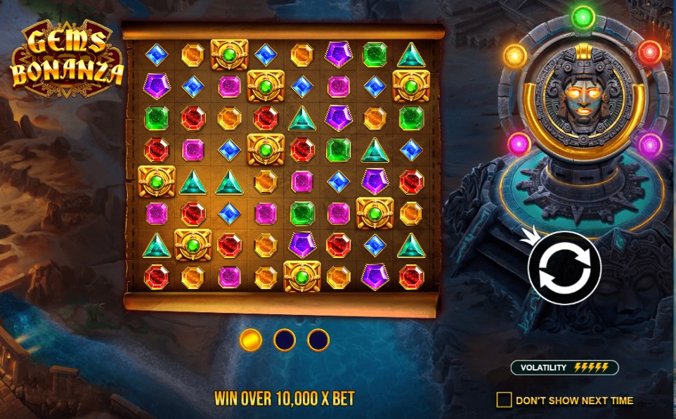 Gems Bonanza slot reels by Pragmatic Play