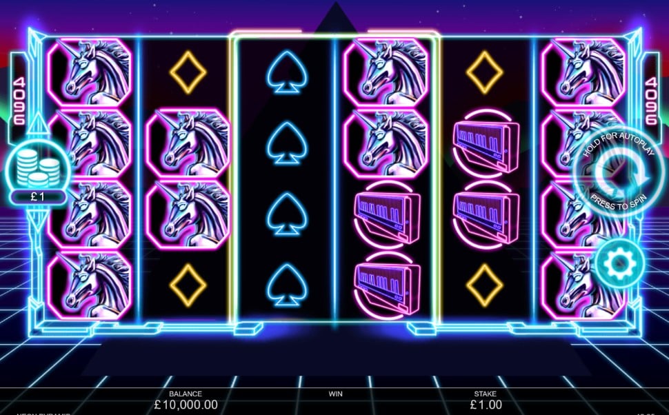 Neon Pyramid slot reels by Inspired Gaming