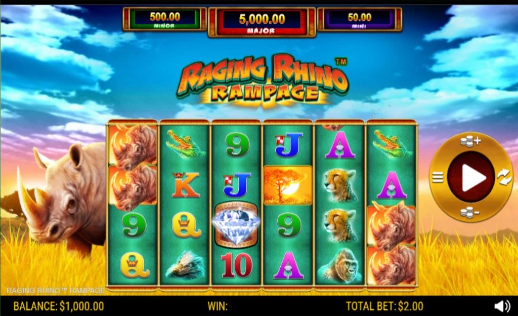 Raging Rhino Rampage slot reels by WMS